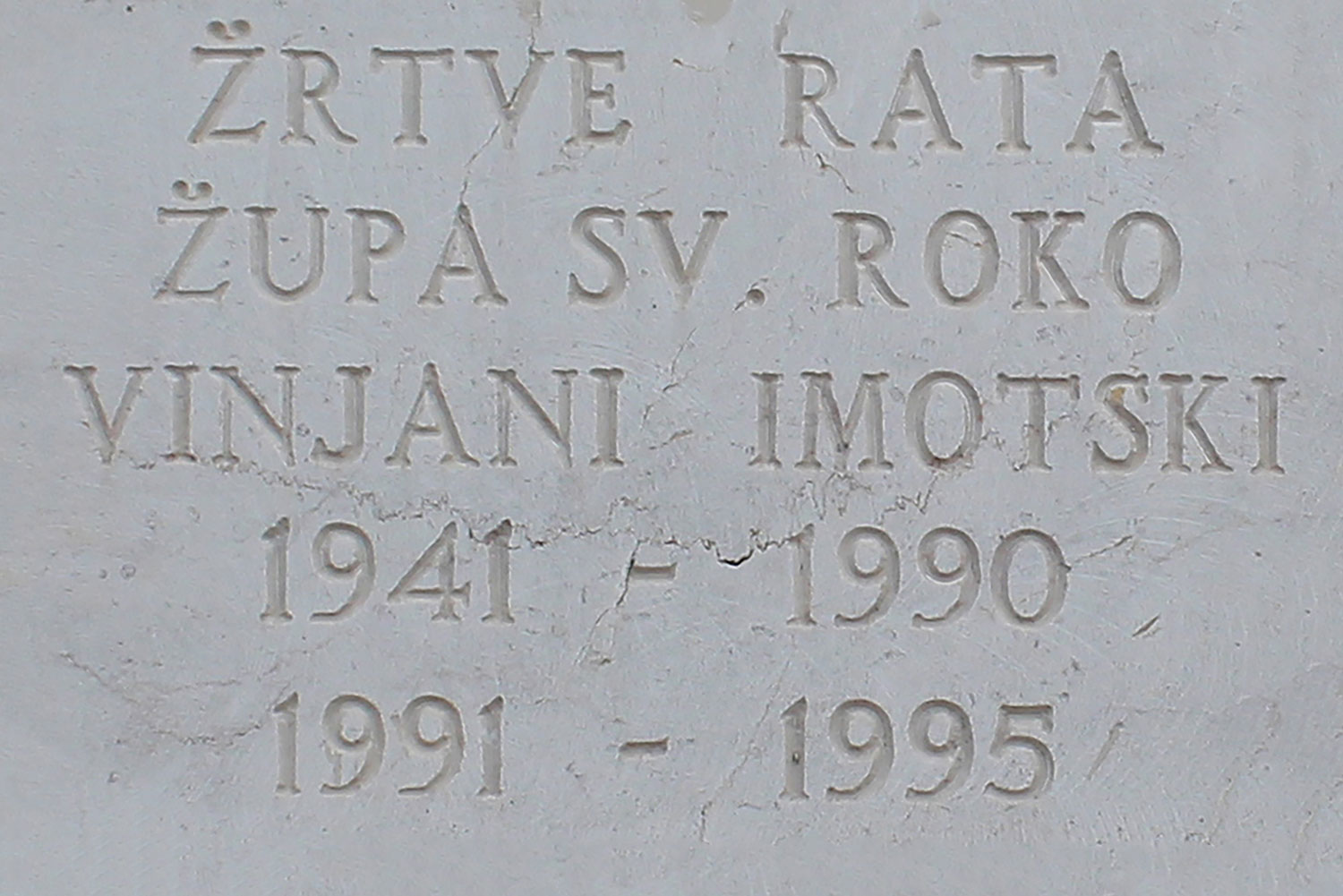 zrtve rata zupa sv roko vinjani imotski 1941 1990 1991 1995