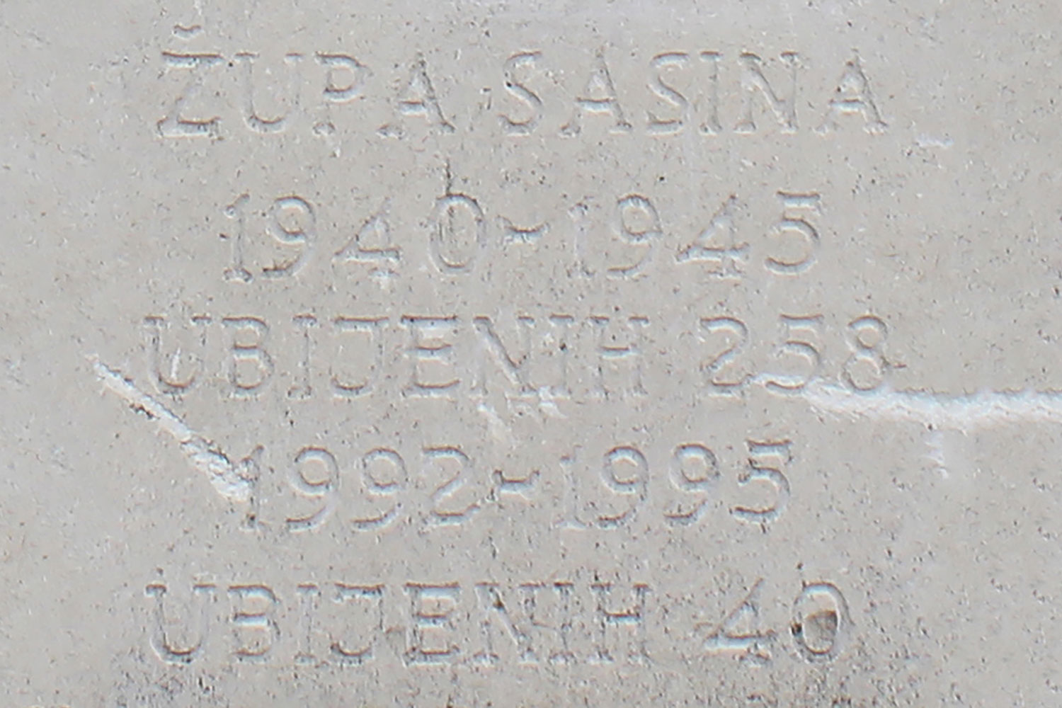 zupa sasina 1940 1945 ubijenih 258 1992 1995 ubijenih 40 bih